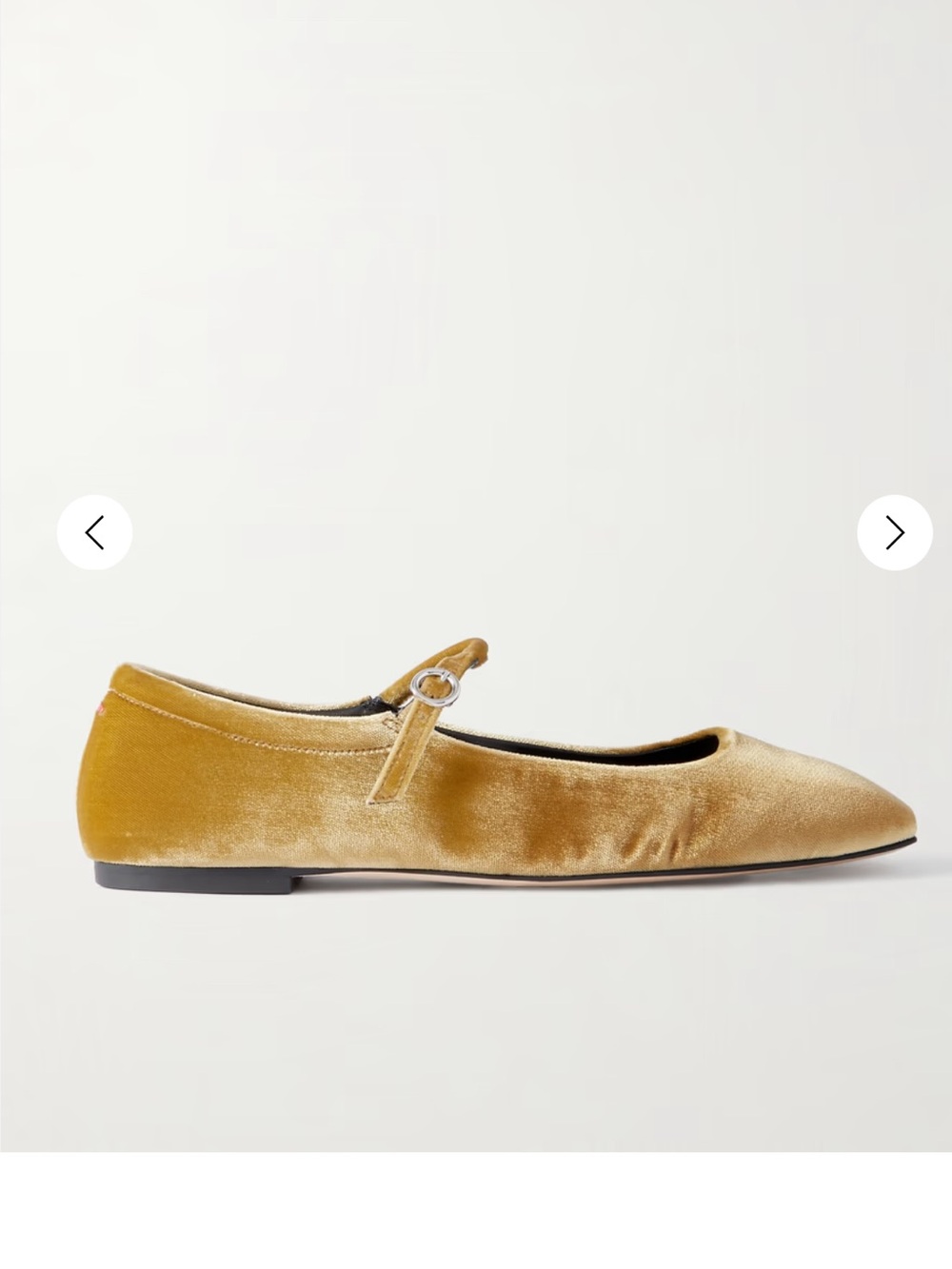 Aeyde Uma Velvet Mary Jane Flats in Mustard Yellow - Picture 3 of 6
